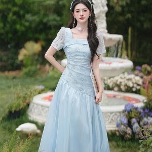 French Style 3D Hollow Embroidered Dress