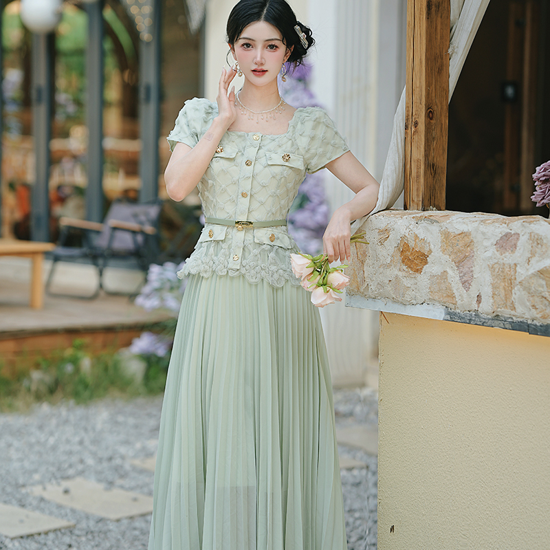 French Light Luxury Spliced Faux Two-Piece Dress - Image 2