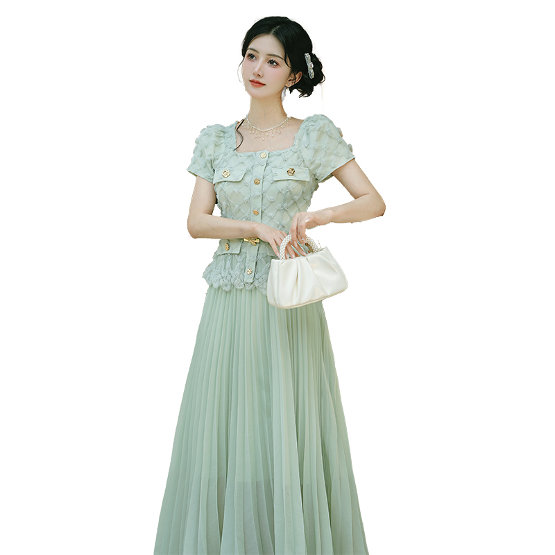 French Light Luxury Spliced Faux Two-Piece Dress - Image 5