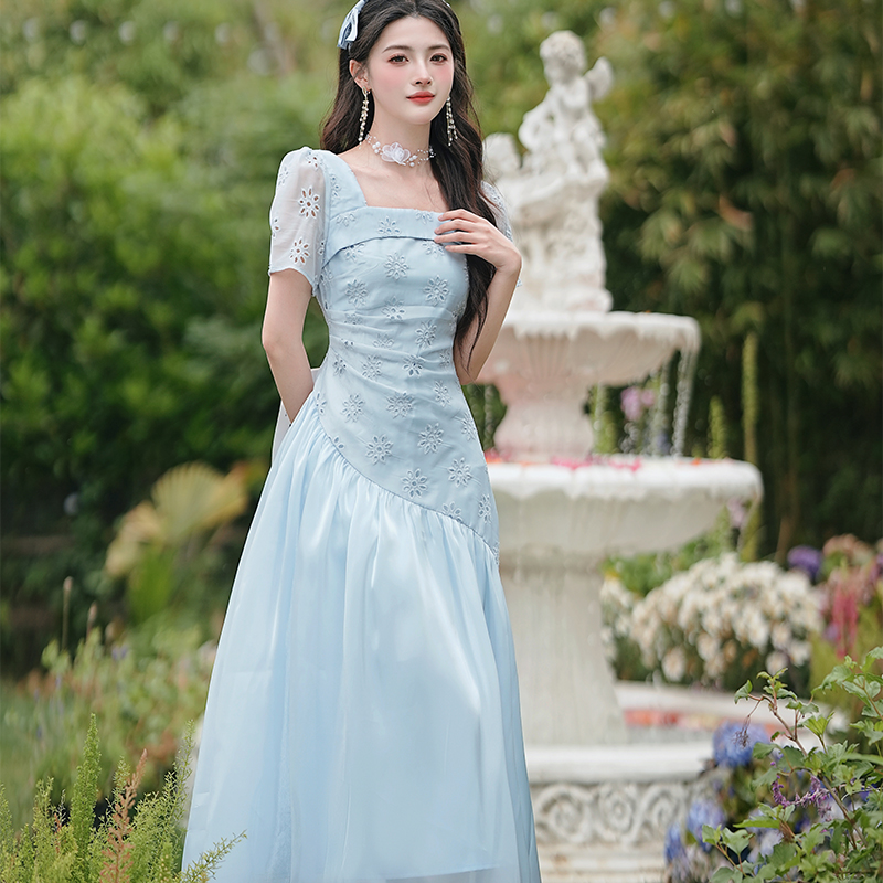 French Style 3D Hollow Embroidered Dress - Image 2