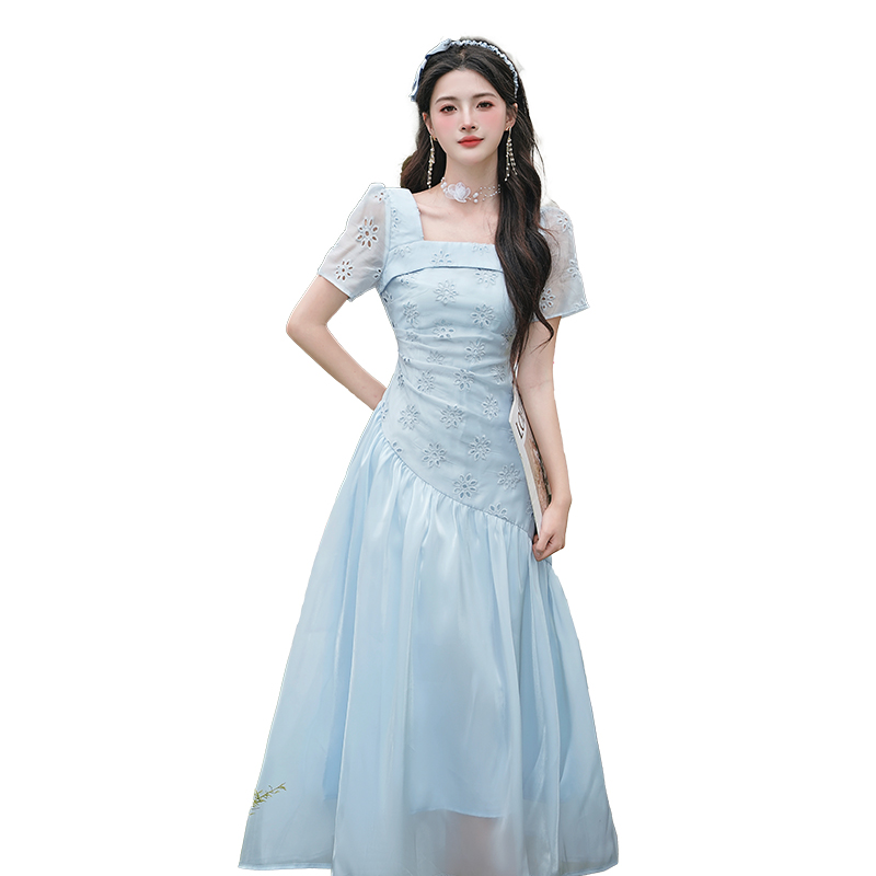 French Style 3D Hollow Embroidered Dress - Image 5