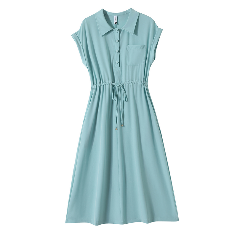 Lake Blue Casual Loose Plus Size Women Short Sleeve Midi Dress Summer New Mom Dress - Image 5