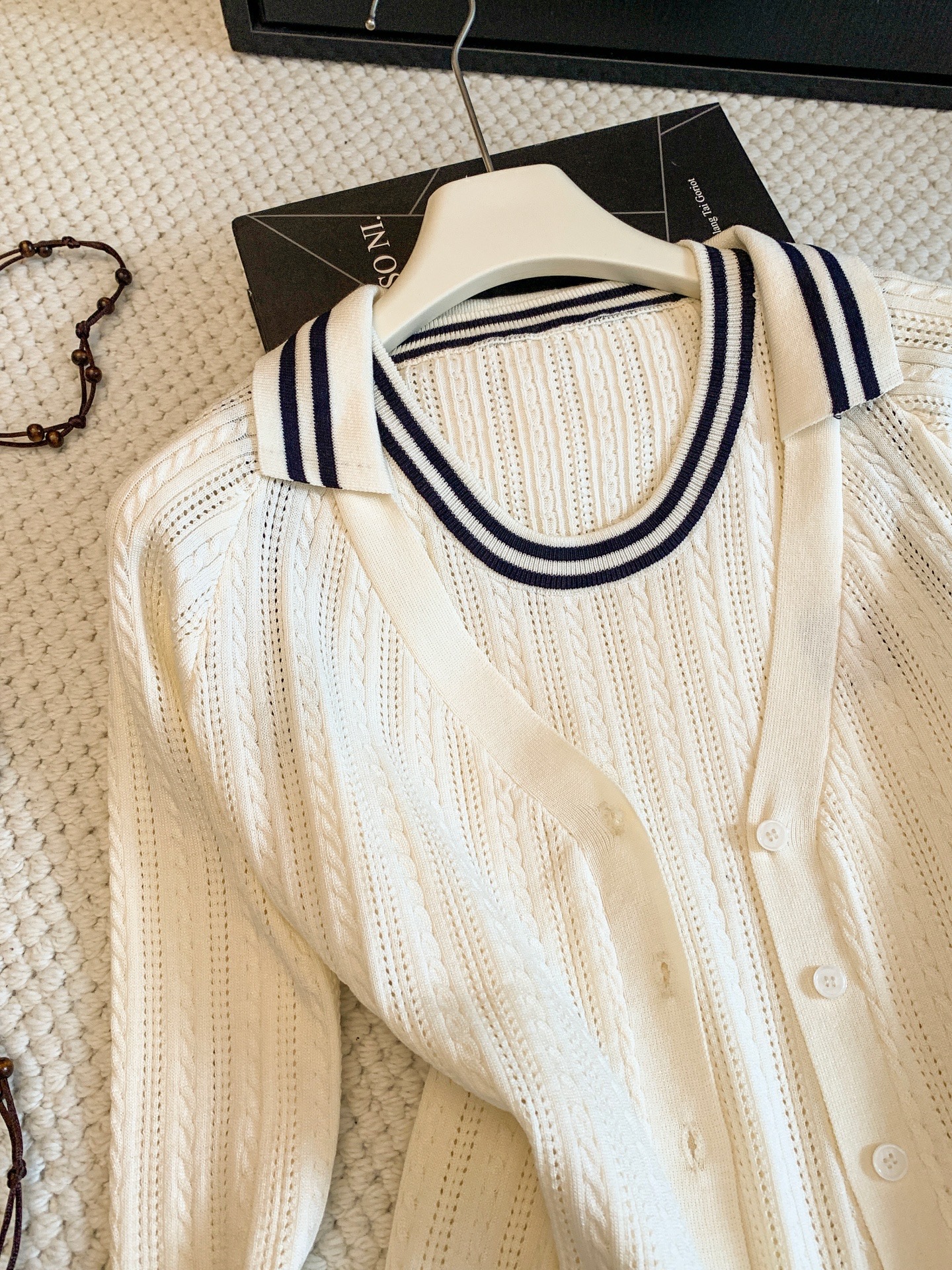 Preppy Letter Colorblock Collar Knit Cardigan Women's Autumn Cable Knit Sweater Vest Outerwear Top - Image 4