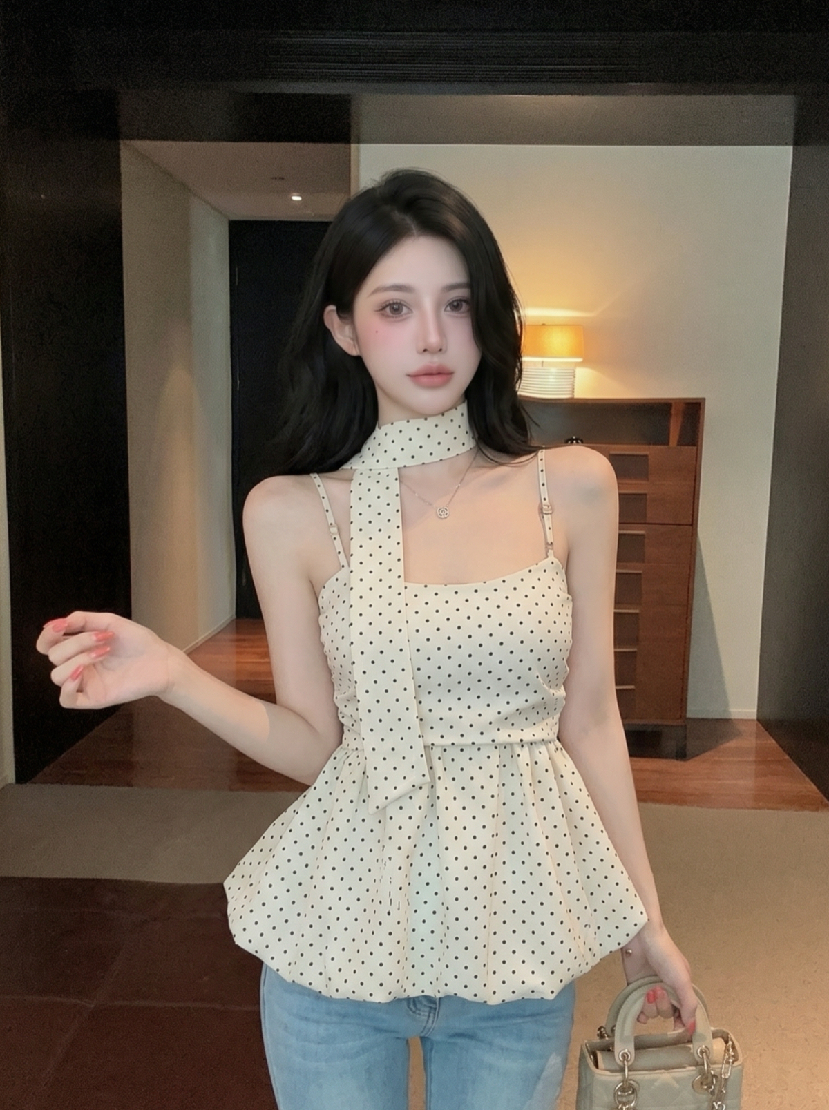 Sexy Halter Cami Tank Top for Women Summer Outerwear with Straps - Image 3