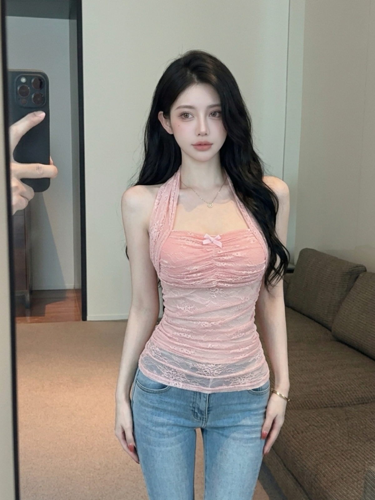 Women's Halter Cross Sheer Bustier Cami Top Summer 2026 Slim Fit Vacation Wear - Image 2