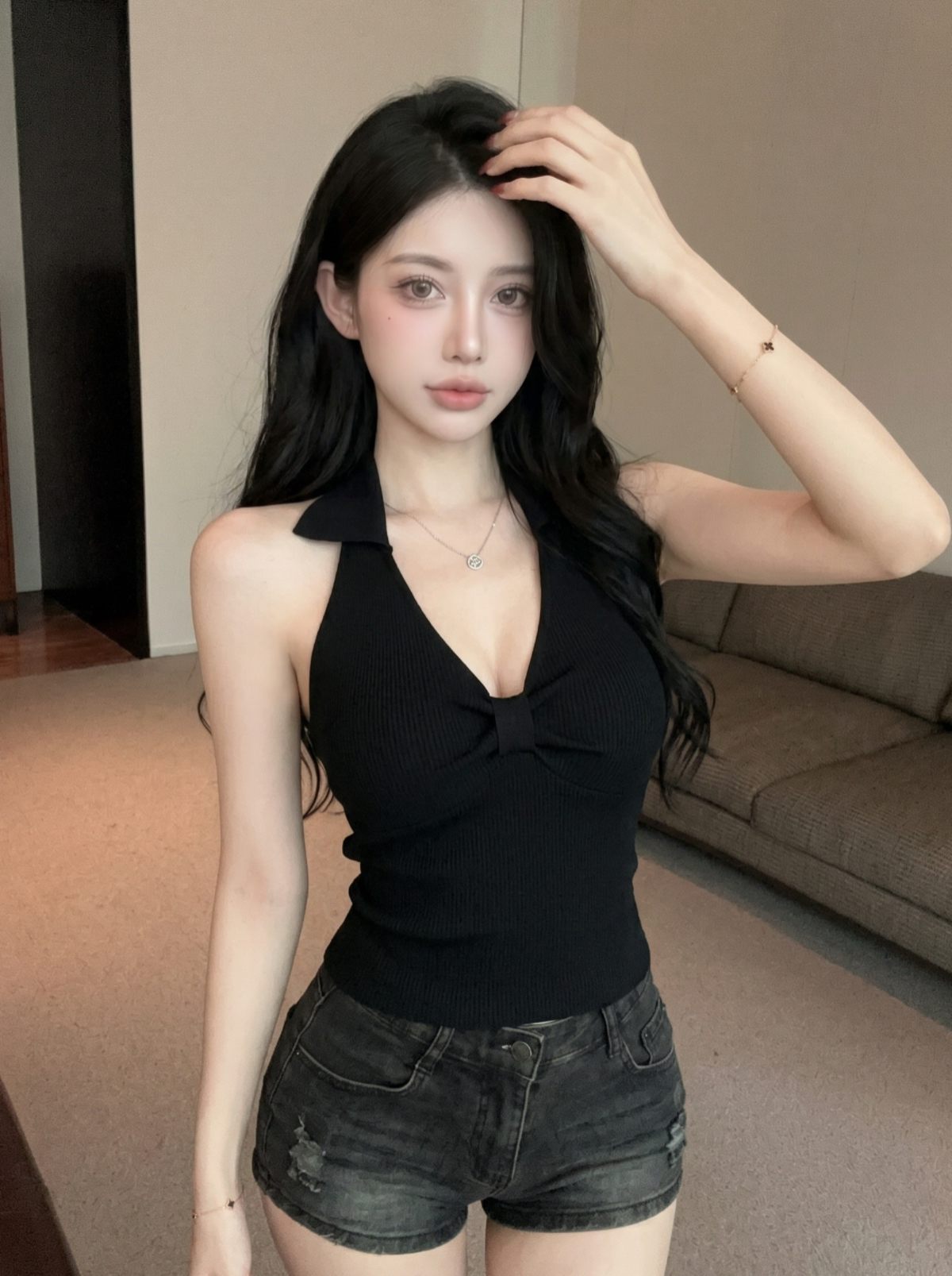 Women's Halter Neck Ruched Cami Top 2026 Summer Slim Fit Versatile Outerwear - Image 3