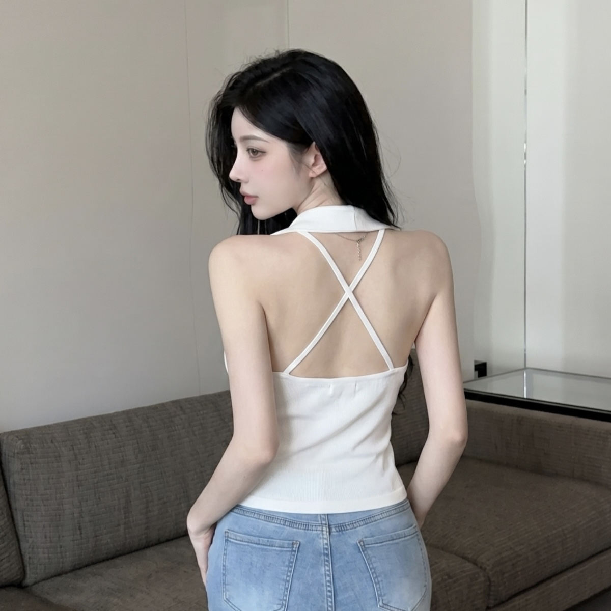 Women's Halter Neck Ruched Cami Top 2026 Summer Slim Fit Versatile Outerwear - Image 5